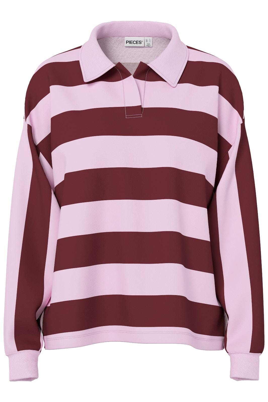 Pieces - Pcfilucca Ls Loose Polo Shirt - 5080296 Tawny Port Pink Tulle Skjorter 