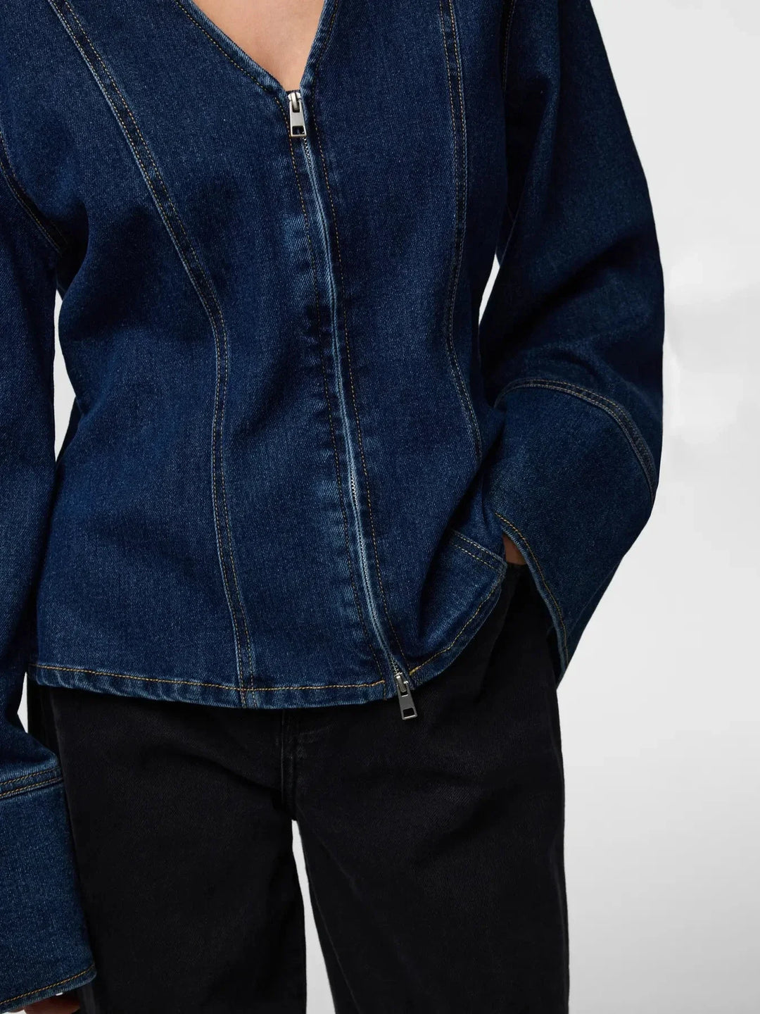 Pieces - Pcflora Ls Denim Shirt - 4930956 Dark Blue Denim Skjorter 