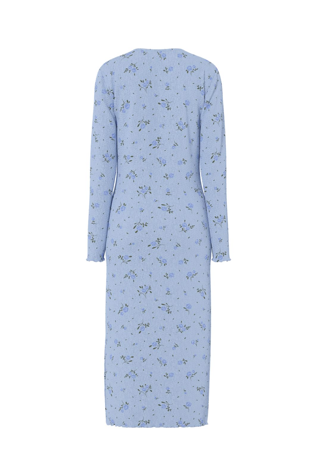 Pieces - Pcflora Ls Midi Dress - 4994206 Cashmere Blue Blue Flowers