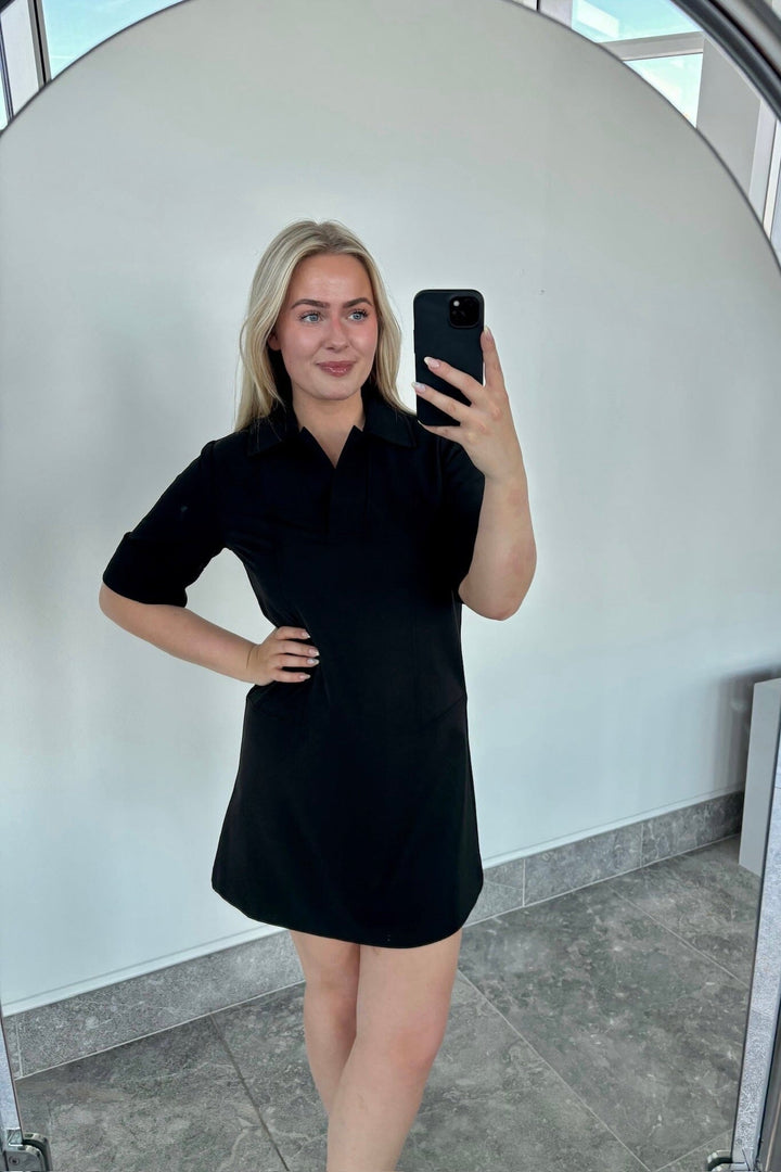 Pieces - Pcfrida Ss V-Neck Dress Fsy - 4860536 Black Kjoler 