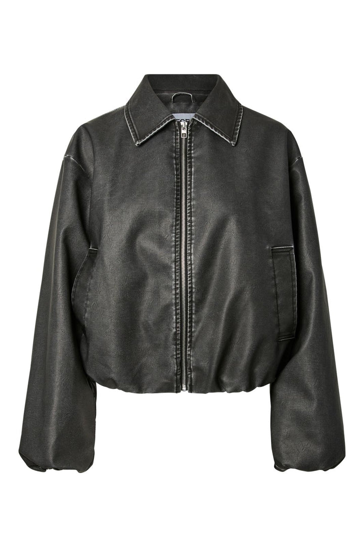 Pieces - Pcgiselle Wash Coated Bomber Jacket - 4982548 Black Washed