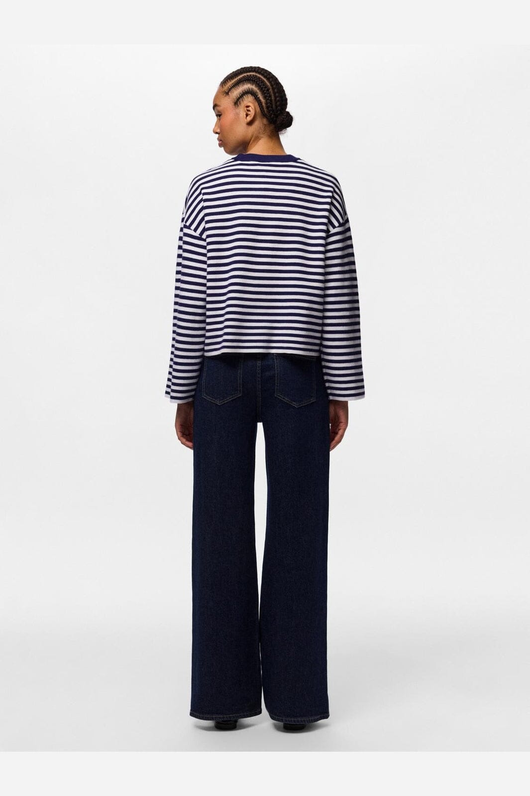 Pieces - Pcjassy Ls O-Neck Knit - 5190541 Maritime Blue Cloud Dancer