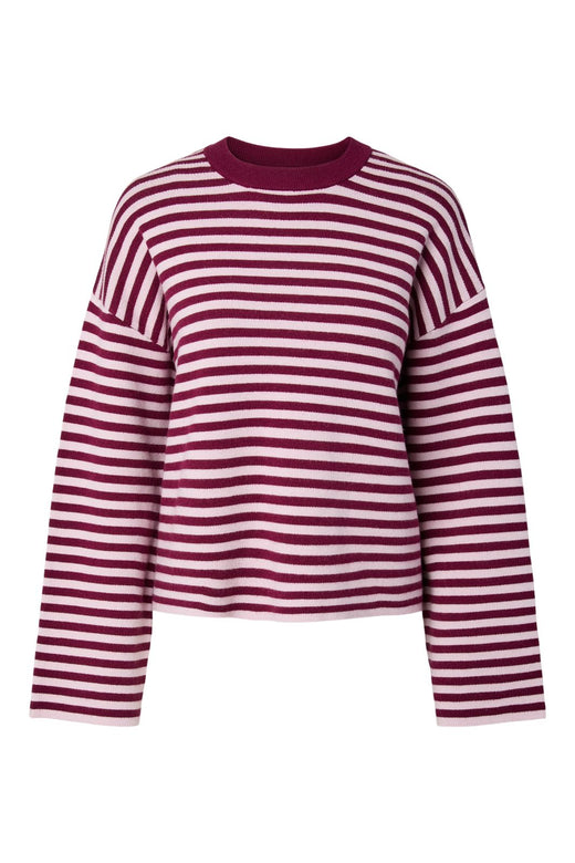 Pieces - Pcjassy Ls O-Neck Knit - 5190542 Raspberry Radiance Roseate Spoonbill