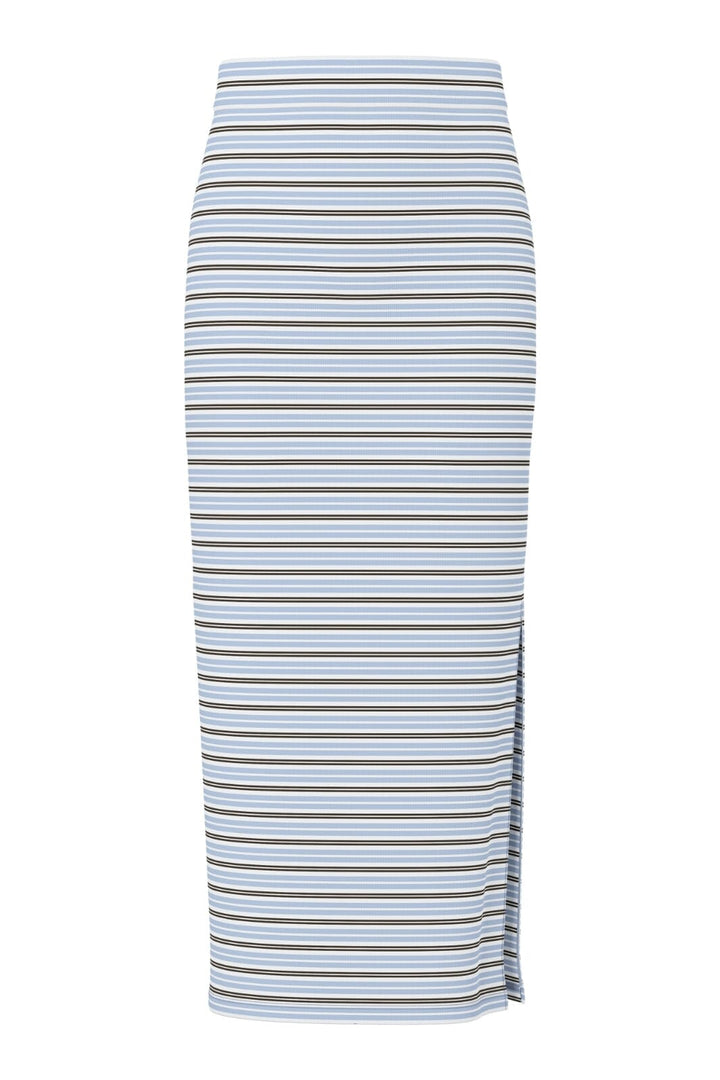 Pieces - Pcjayjay Slit Skirt - 4979597 Cashmere Blue Delicioso/White Nederdele 