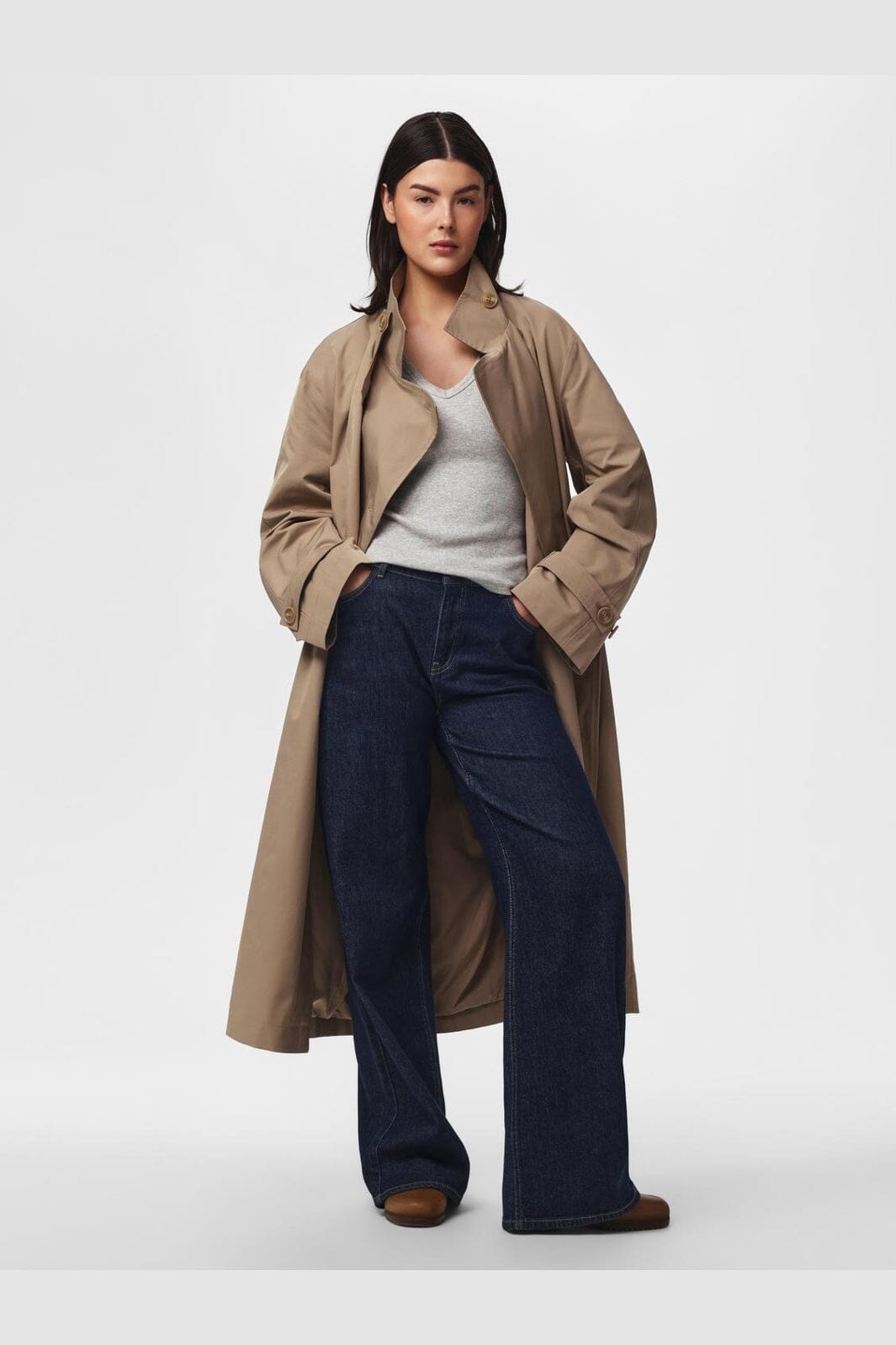 Pieces - Pcjorma High Neck Long Jacket - 5190901 Greige
