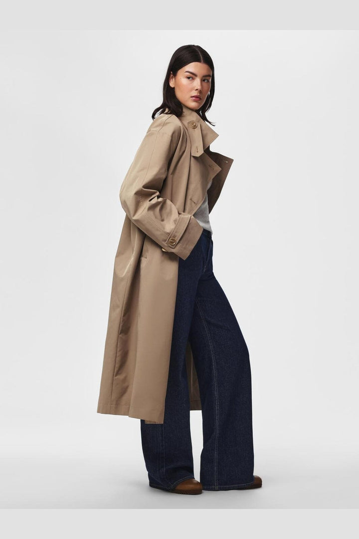 Pieces - Pcjorma High Neck Long Jacket - 5190901 Greige