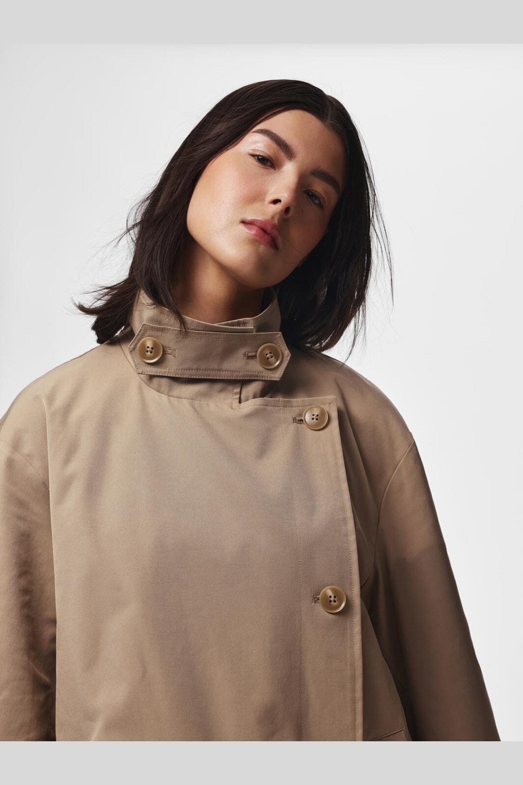 Pieces - Pcjorma High Neck Long Jacket - 5190901 Greige