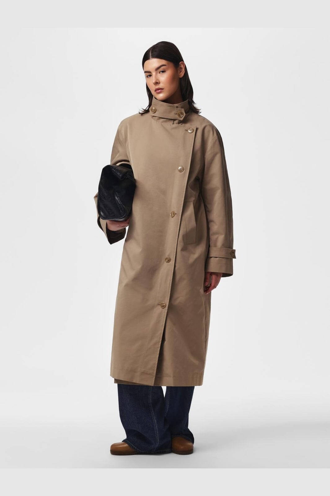 Pieces - Pcjorma High Neck Long Jacket - 5190901 Greige