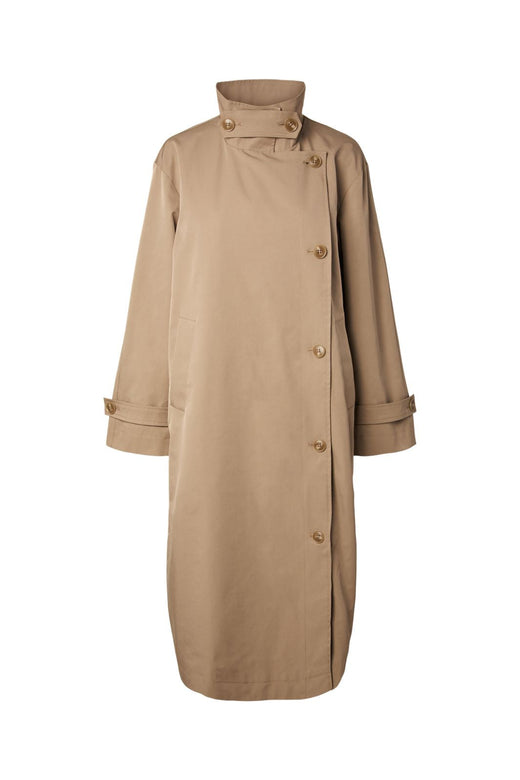 Pieces - Pcjorma High Neck Long Jacket - 5190901 Greige