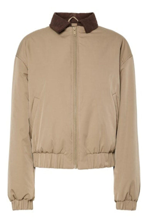 Pieces - Pcjorma Short Padded Bomber Jacket - 4889738 Greige Hot Fudge Frakker 