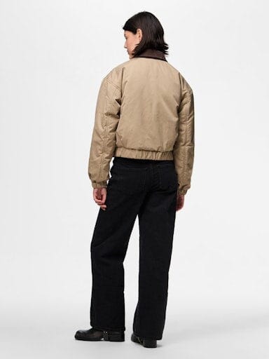 Pieces - Pcjorma Short Padded Bomber Jacket - 4889738 Greige Hot Fudge Frakker 
