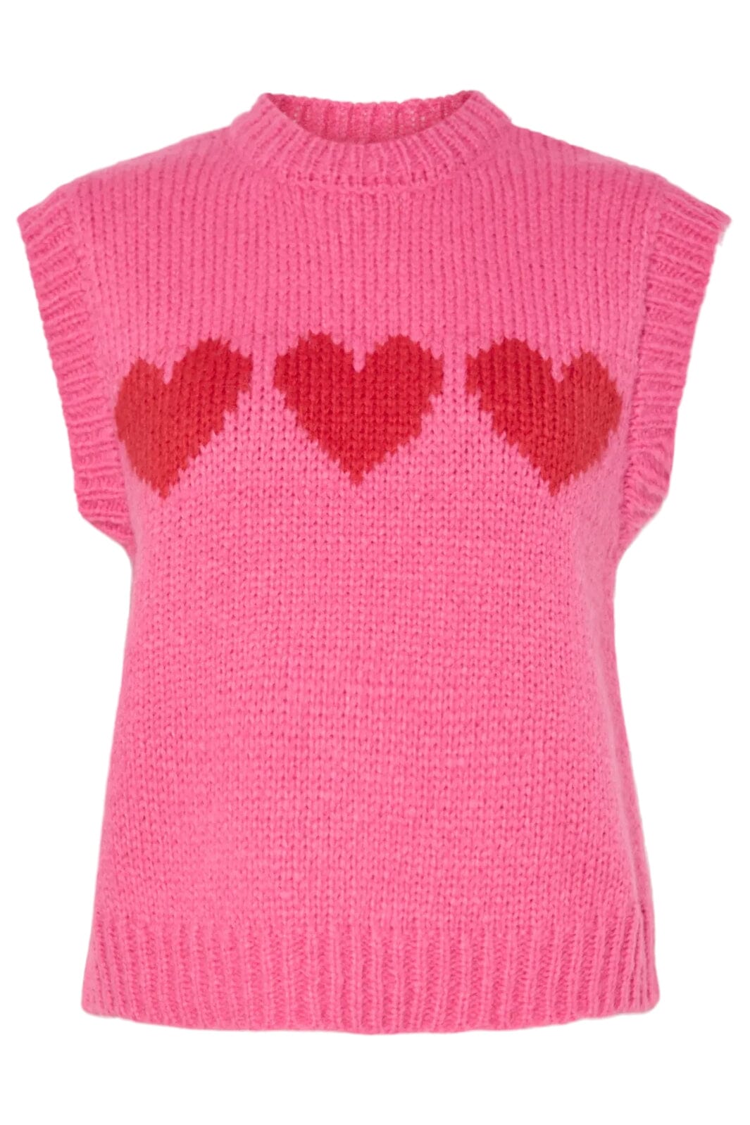 Pieces - Pcjove Sl O-Neck Knit Vest - 4843632 Sugar Plum Goji Berry Hearts Frakker 