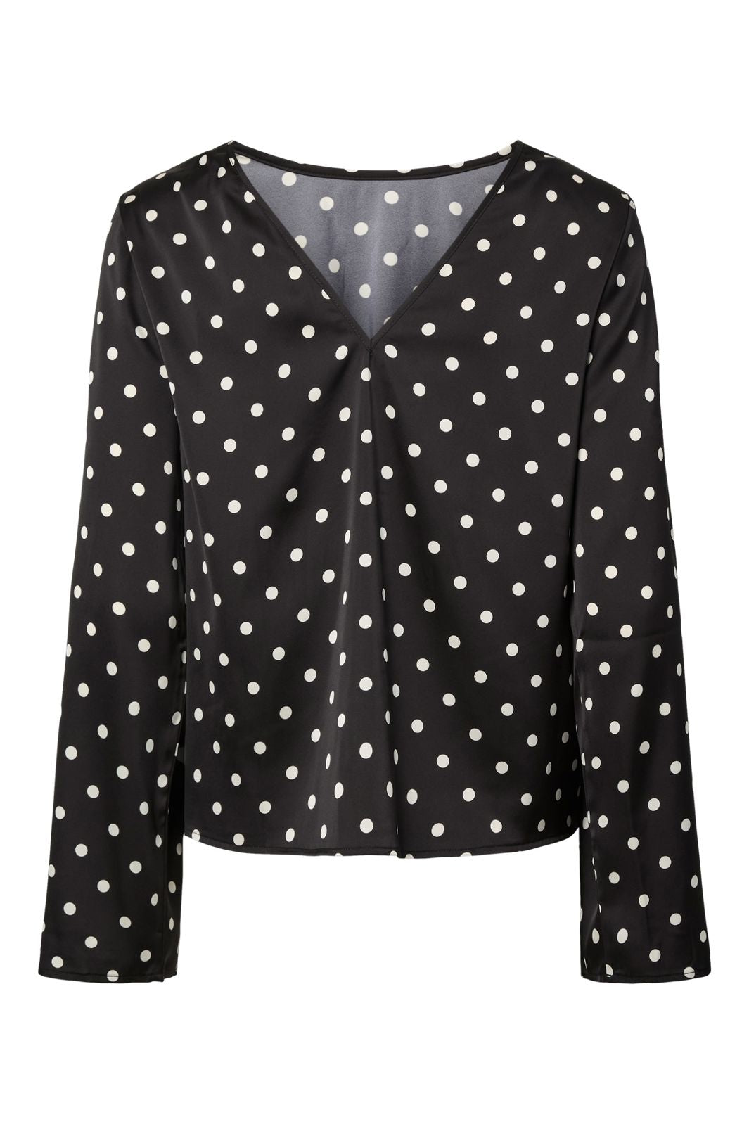 Pieces - Pcjytta Ls Satin Top - 5052187 Black White Dots