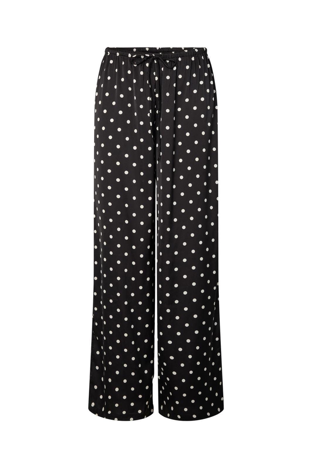 Pieces - Pcjytta Straight Satin Pants - 5052181 Black White Dots Bukser 