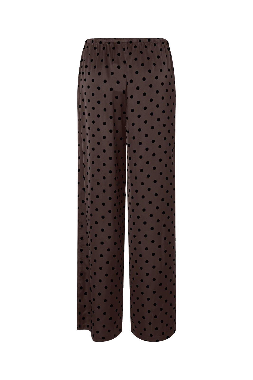 Pieces - Pcjytta Straight Satin Pants - 5069033 Hot Fudge Black Dots