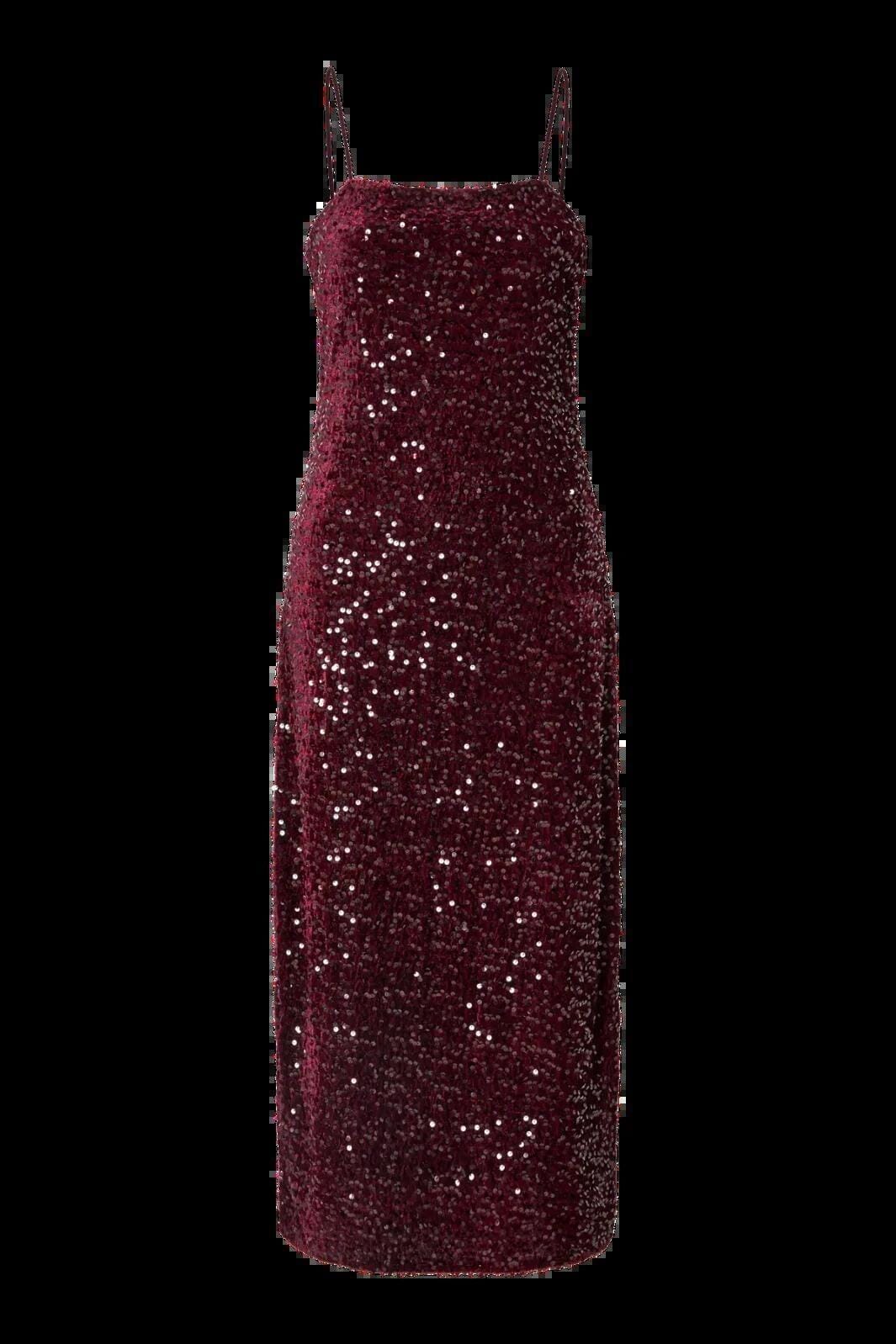 Pieces - Pckam Sl Ankle Slip Dress - 4883179 Tawny Port Tawney Port Sequins Kjoler 
