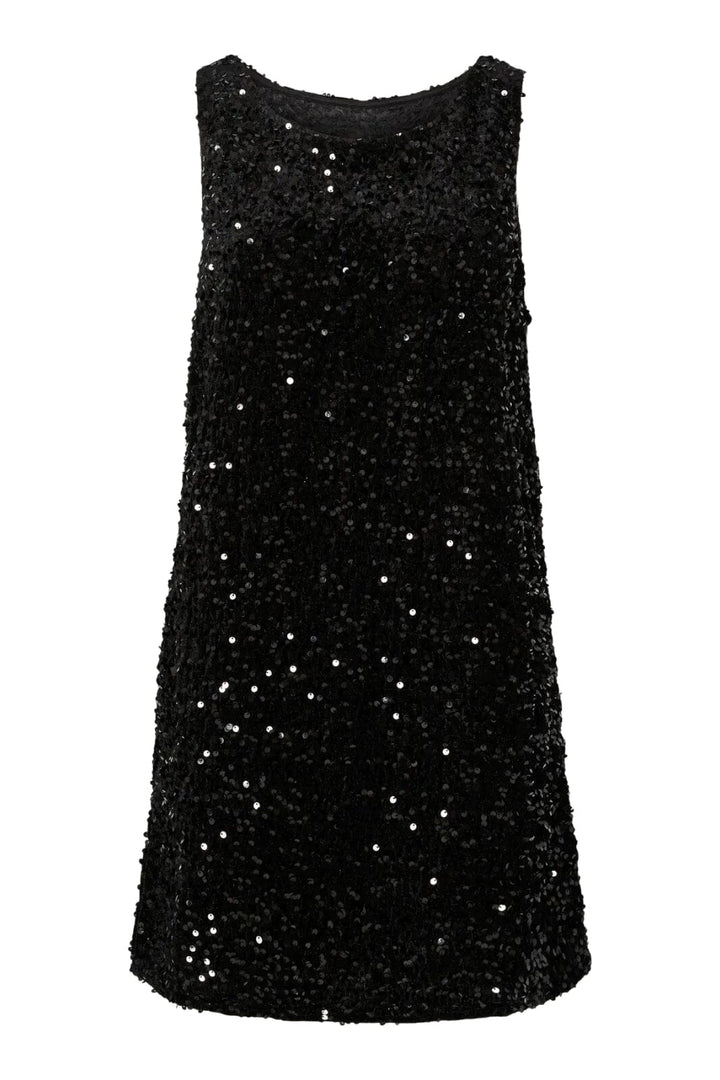 Pieces - Pckam Sl Tank Rev. Mini Dress - 4859019 Black Black Sequins Kjoler 
