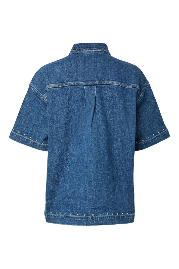 Pieces - Pckarla Ss Denim Shirt Pp - 5040047 Medium Blue Denim