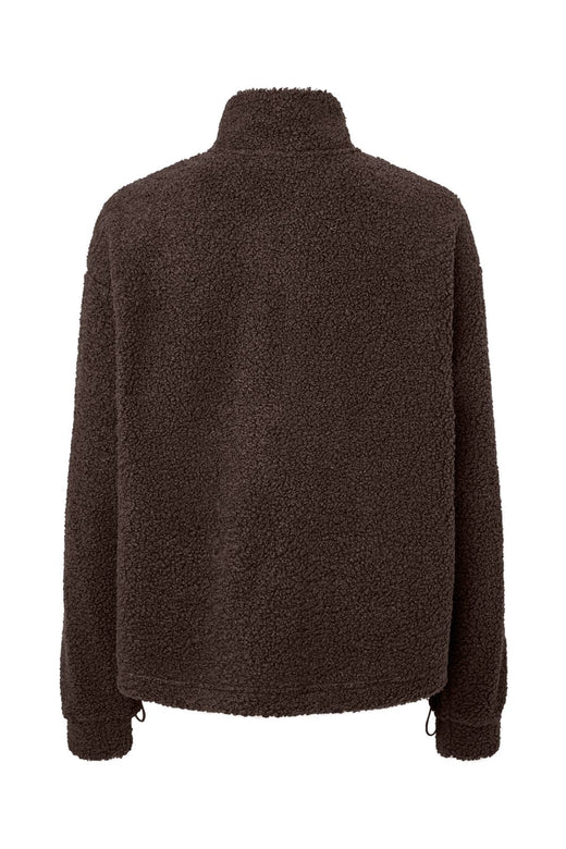 Pieces - Pckatty Teddy High Neck Half Zip Jacket - 5171677 Hot Fudge Without Patch