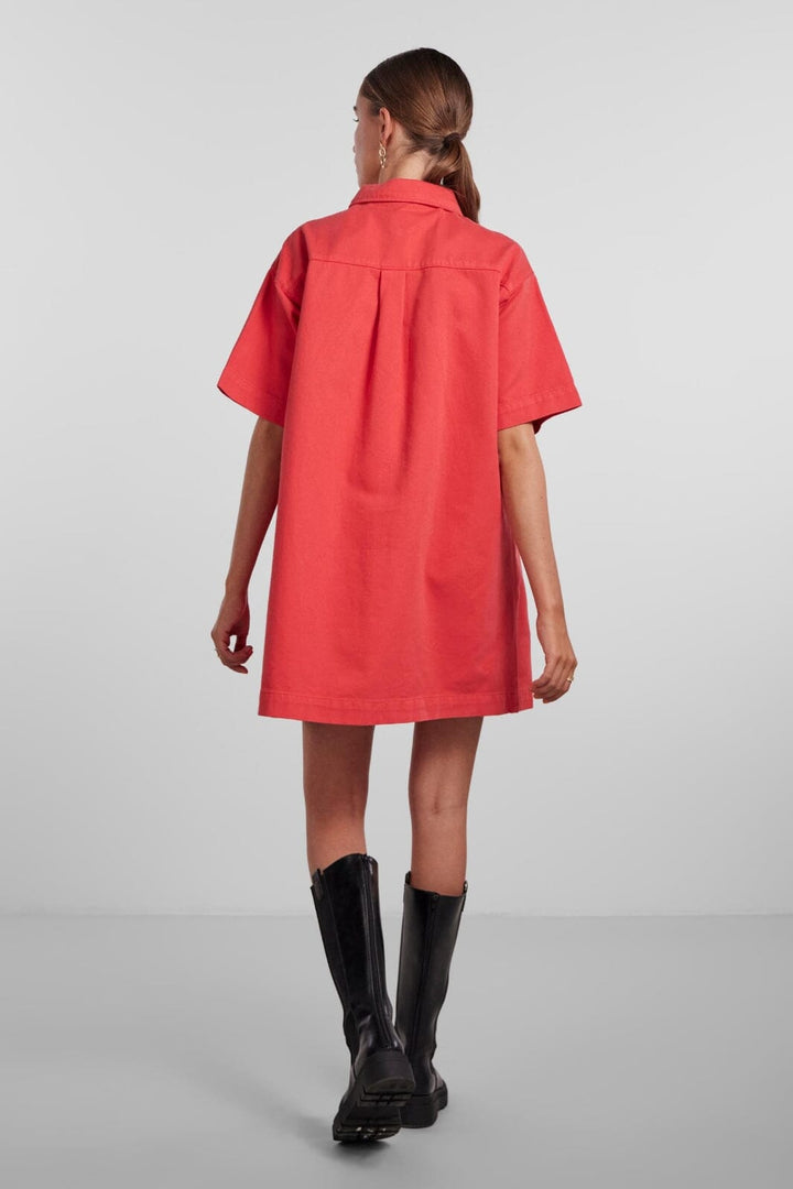 Pieces - Pckevin A-Shape Ss Dress - Hot Coral Kjoler 