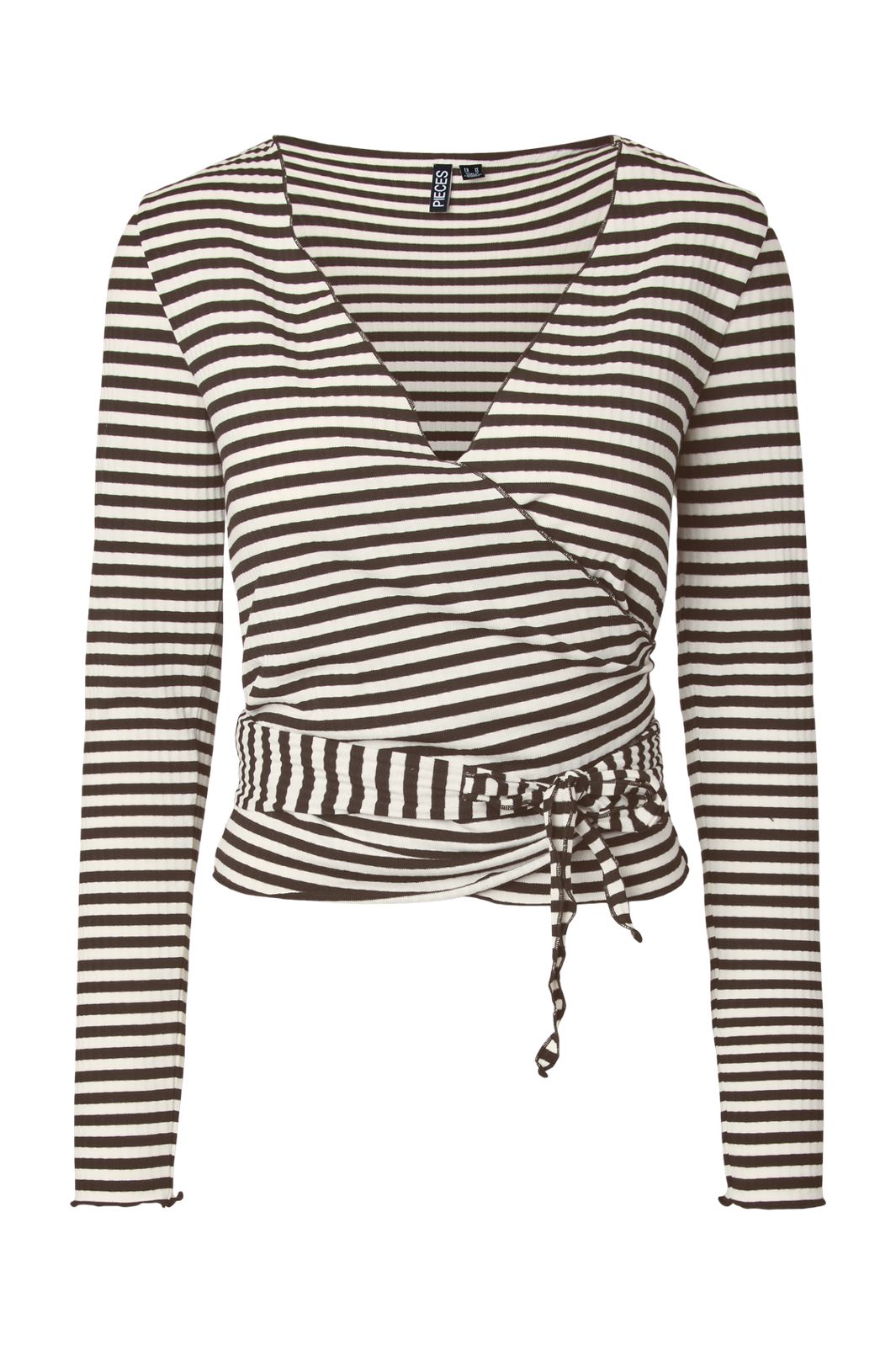 Pieces - Pclaya Ls Wrap Top - 5176828 Hot Fudge Coconut Milk