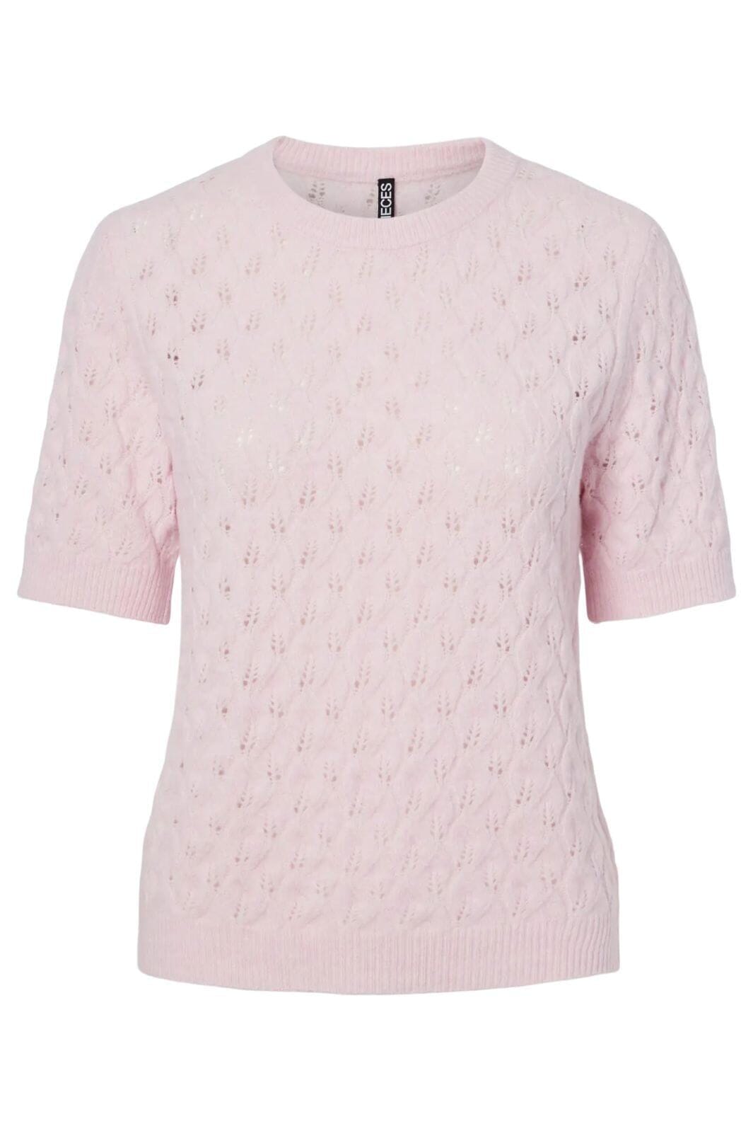 Pieces - Pclelou Ss O-Neck Knit - 4941341 Roseate Spoonbill Melange Strikbluser 