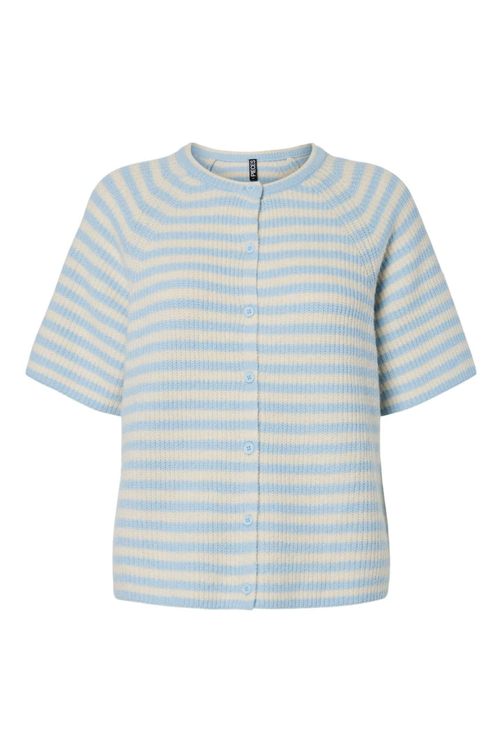 Pieces - Pcmalou Ss O-Neck Stripe Cardigan Pwp - 4931566 Cashmere Blue Birch