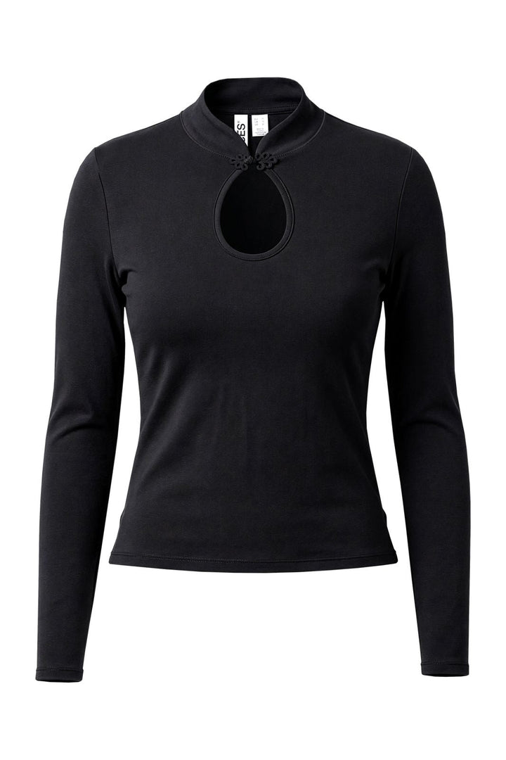 Pieces - Pcmelly Ls Keyhole Top - 5262541 Black