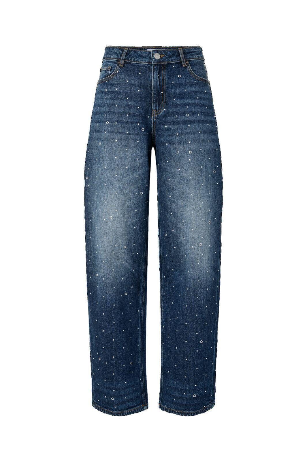 Pieces - Pcmerle Barrel Jeans Fsy Pp - 5036145 Dark Blue Denim Jeans 