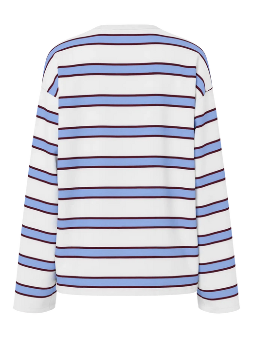 Pieces - Pcmila Ls Loose Tee - 4902154 Hydrangea Winetasting/Cloud Dancer T-shirts 