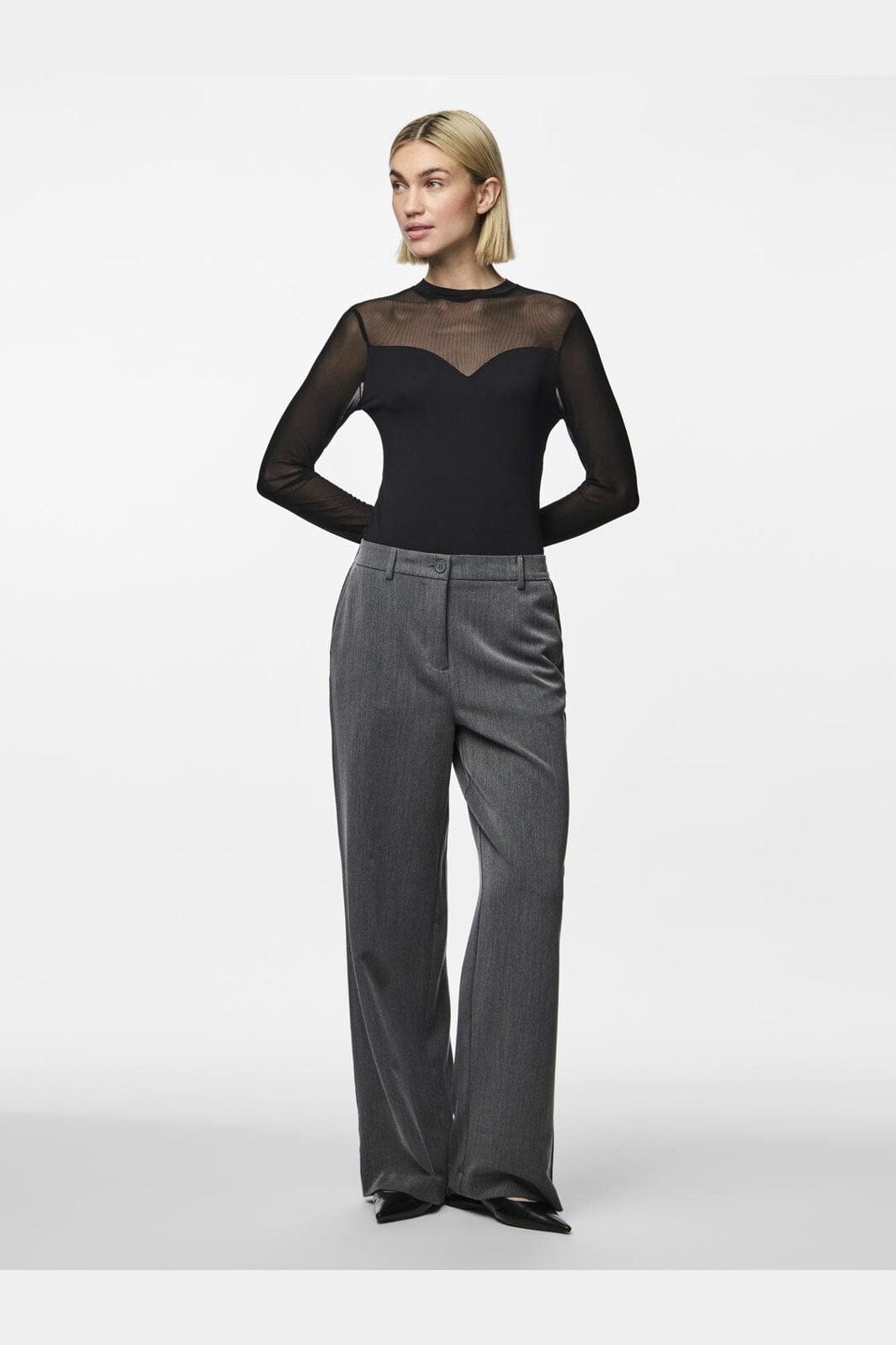 Pieces - Pcmilly Ls Mesh Bodystocking - 4551391 Black