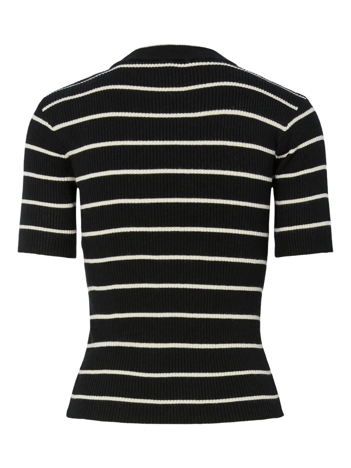 Pieces - Pcmira Ss O-Neck Knit - 4899818 Black Birch Narrow T-shirts 