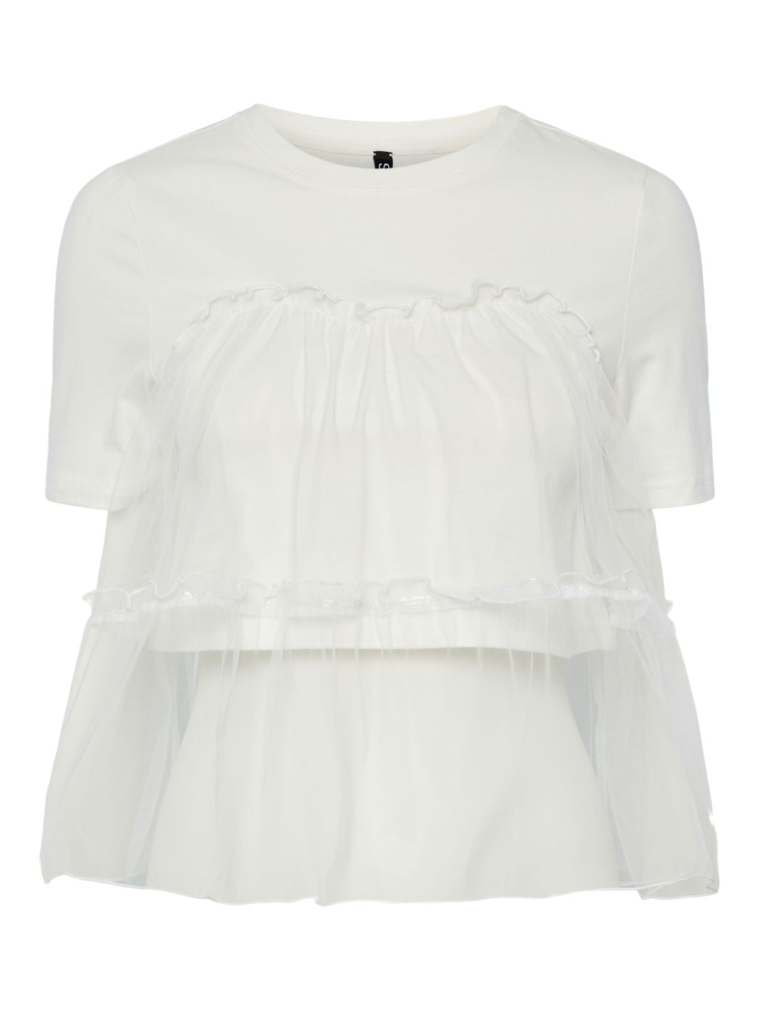 Pieces - Pcmollie Ss Tulle Tee - 4882928 Cloud Dancer