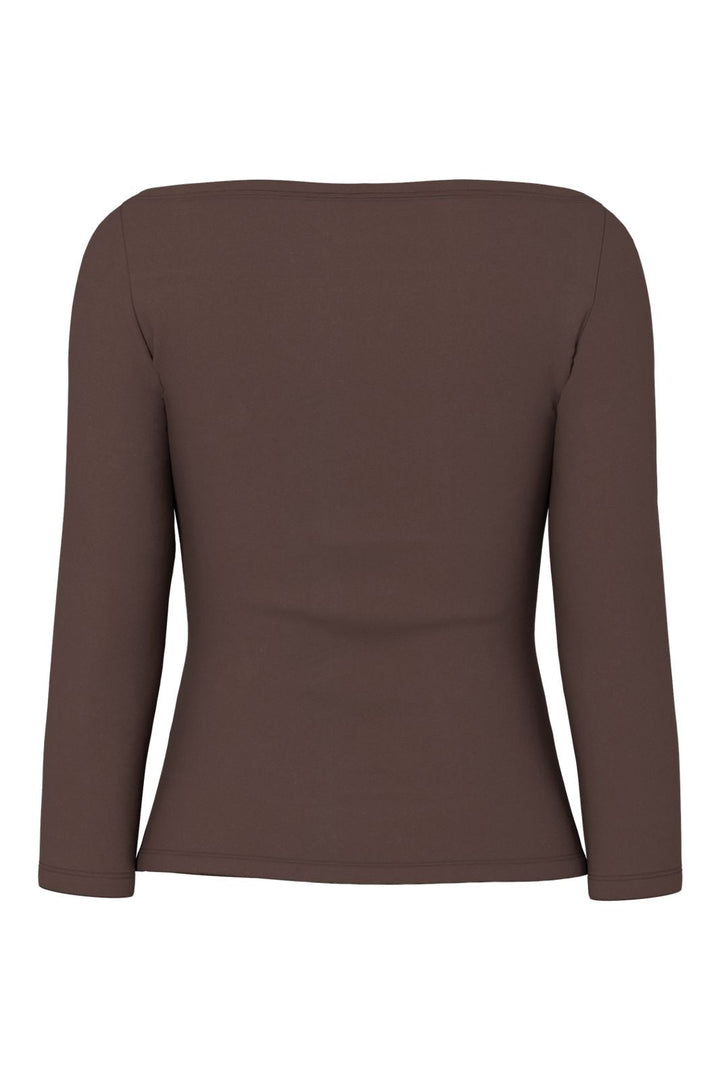Pieces - Pcphoebe 3/4 Boatneck Top - 5083334 Hot Fudge