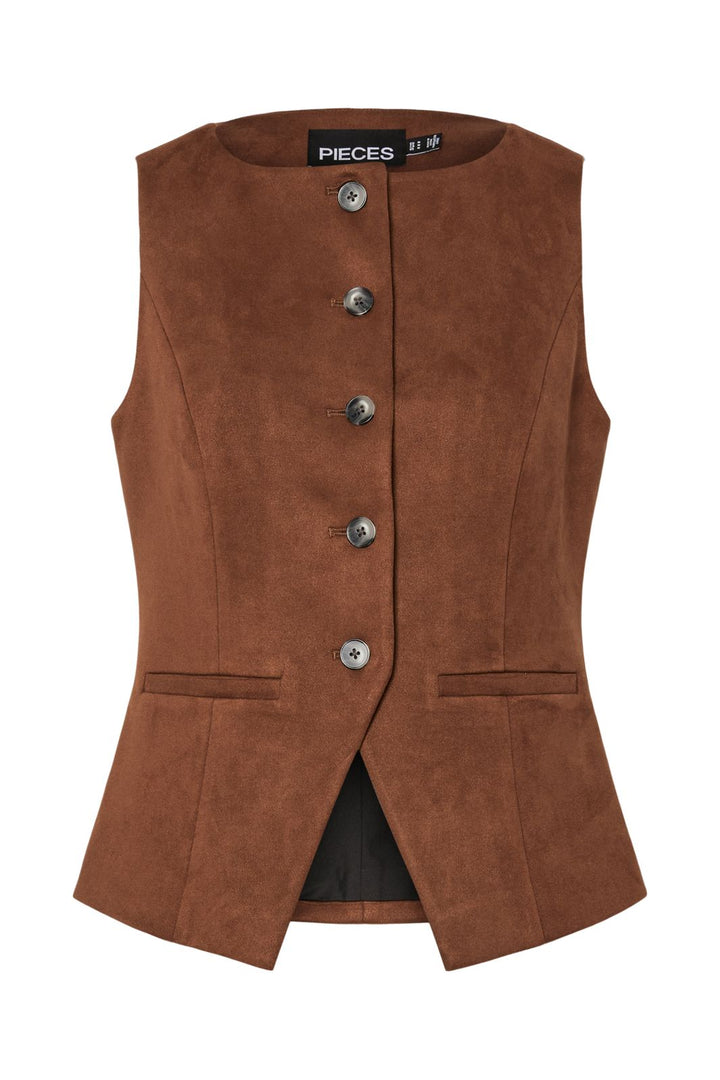 Pieces - Pcrakel Brushed Vest - 4955911 Downtown Brown