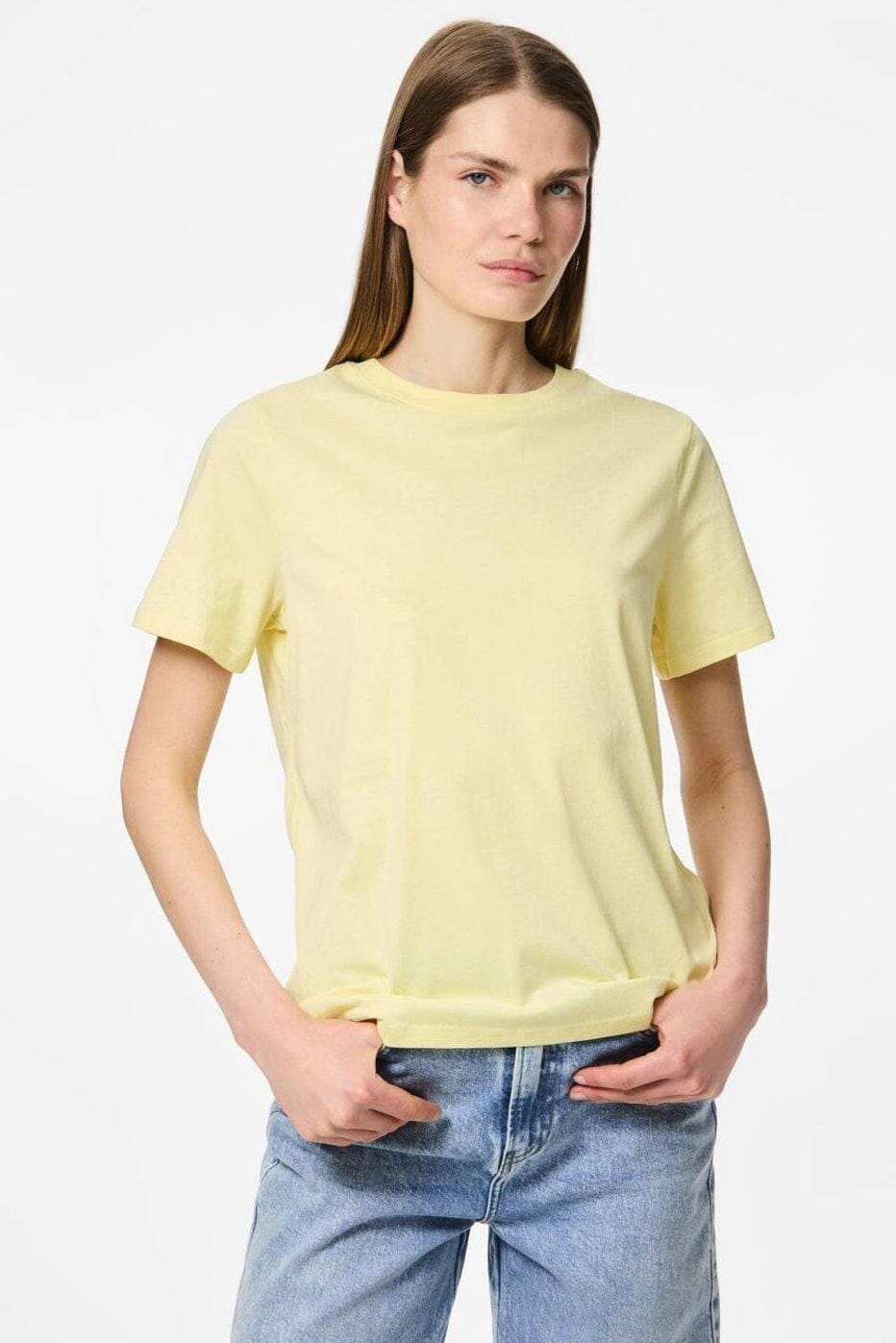 Pieces - Pcria Ss Solid Tee - 4803349 French Vanilla