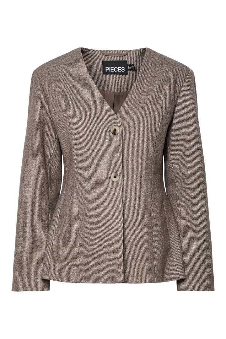 Pieces - Pcriley Ls Blazer - 4890063 Hot Fudge Melange