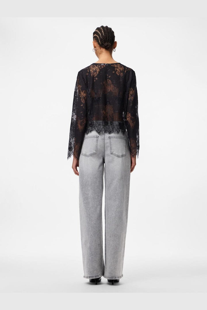 Pieces - Pcrinne Ls Lace Top Kca - 5071431 Black