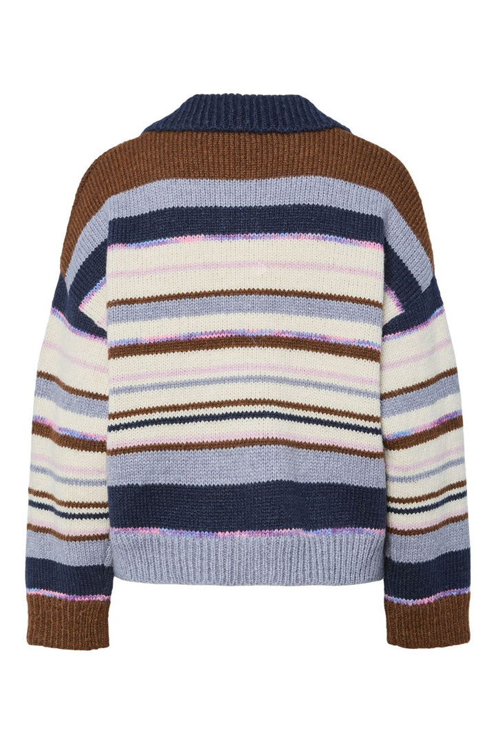 Pieces - Pcrye Ls Polo Knit - 4892847 Downtown Brown Multi Color