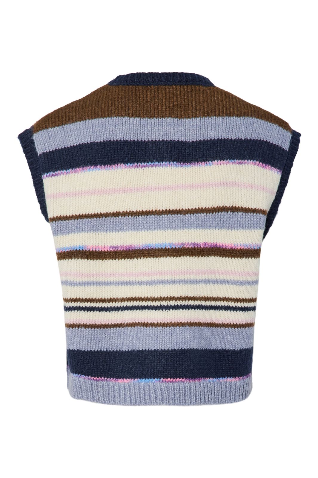 Pieces - Pcrye Sl Polo Knit Vest - 4955526 Downtown Brown Multi Color