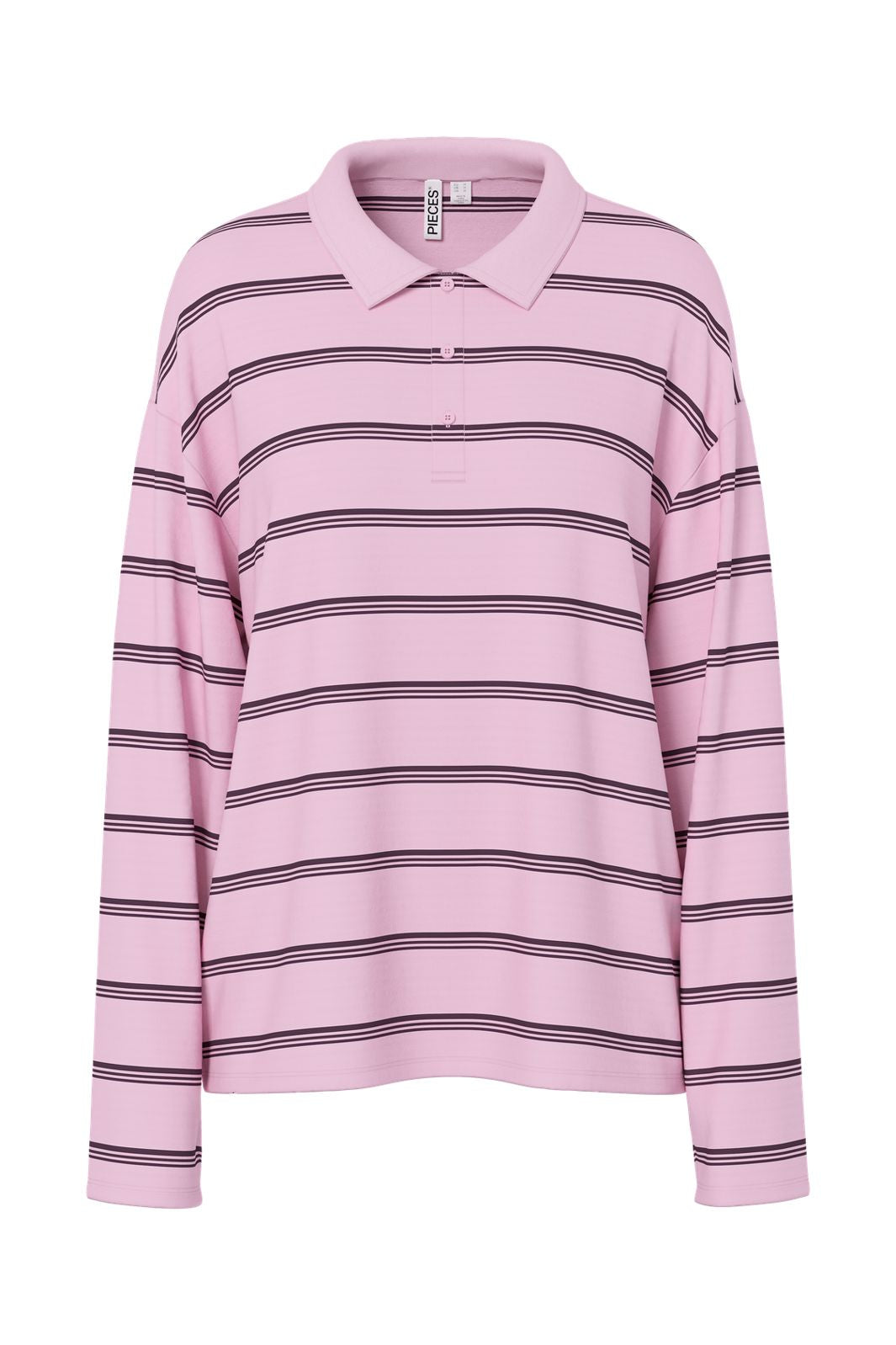 Pieces - Pcsadie Ls Polo Top - 5218376 Roseate Spoonbill 3 Thin Plum Perfect