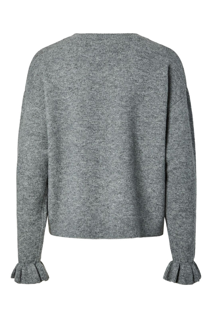 Pieces - Pcsally Ls Frill Cuff Knit - 5050682 Medium Grey Melange