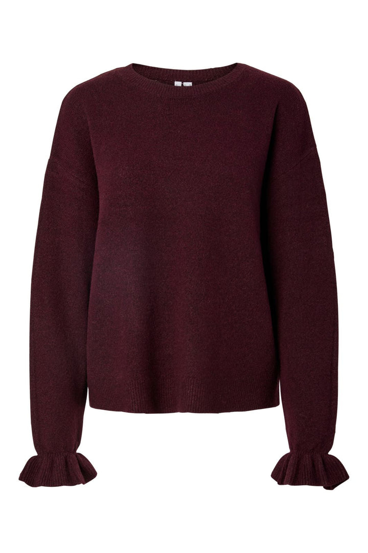 Pieces - Pcsally Ls Frill Cuff Knit - 5087233 Winetasting Melange