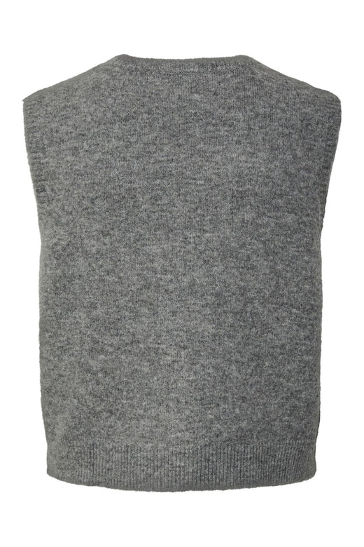 Pieces - Pcsally Sl V-Neck Knit Vest - 5105007 Medium Grey Melange
