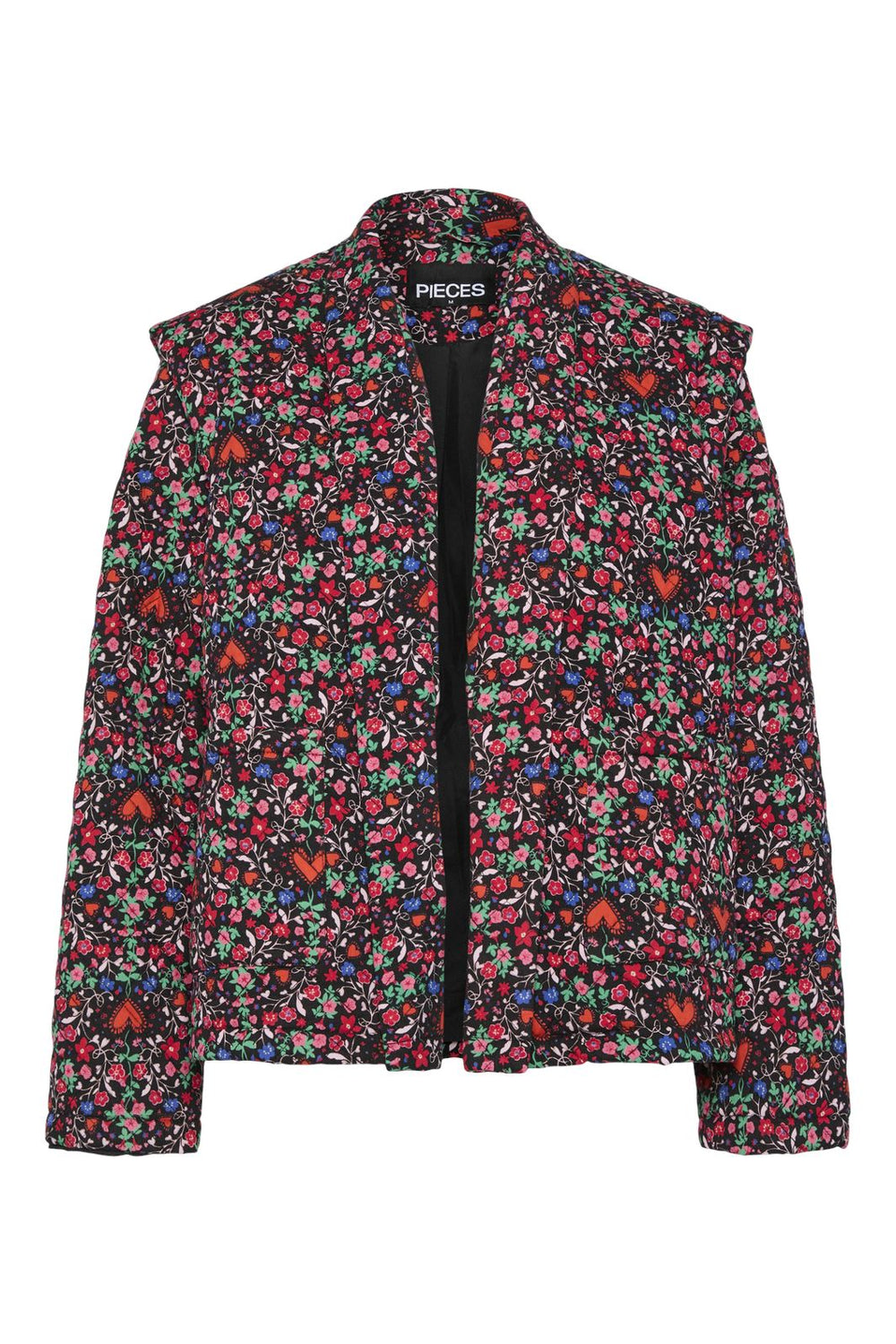 Pieces - Pcsaroline Short Printed Jacket - 4695380 Black Ditsy Flower Heart