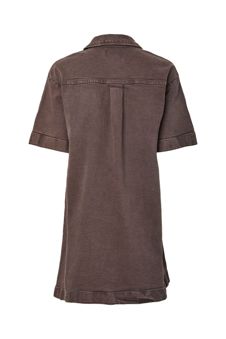 Pieces - Pcselma 3/4 Zip Denim Dress Fsy - 4973772 Hot Fudge