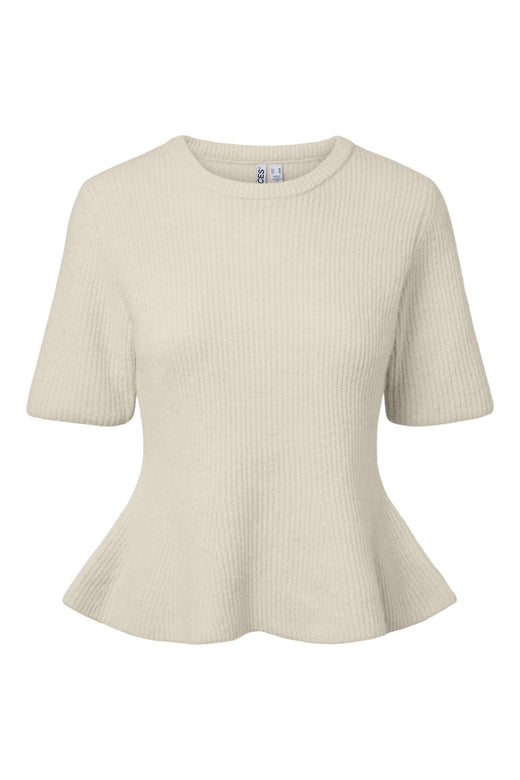 Pieces - Pcsilly Ss O-Neck Peplum Knit - 5171894 Birch Melange