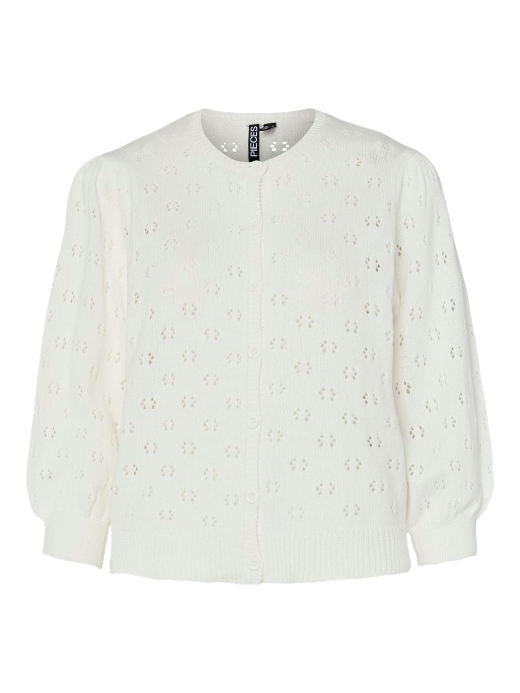 Pieces - Pcsua 3/4 Sleeve O-Neck Knit Cardigan - 4698645 Cloud Dancer