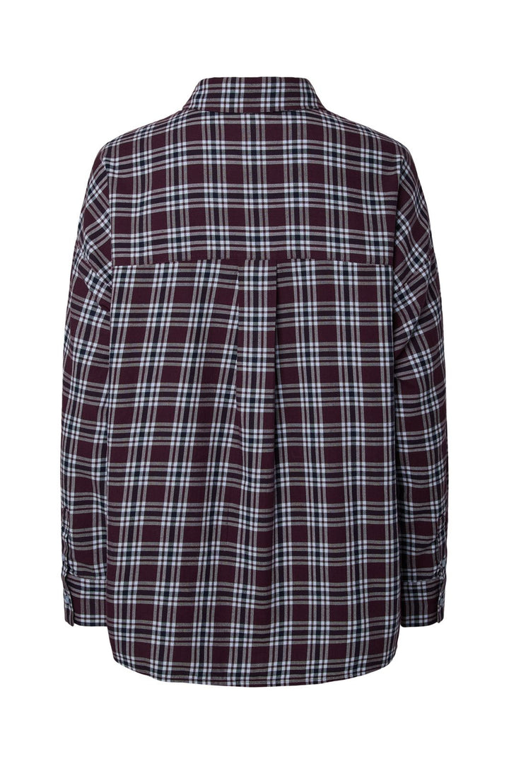 Pieces - Pcviolet Ls Flannel Shirt No/Button - 5237445 Plum Perfect Maritime Blue