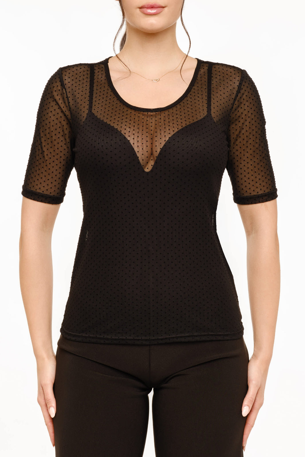 Liberte - Mesh Ss Tshirt, Dot 22011 - Black